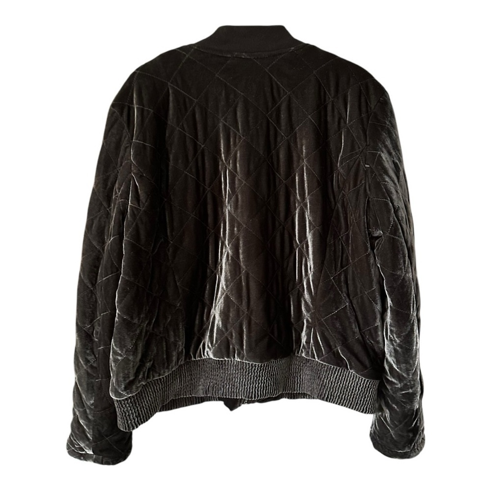 14th & Union Velvet Bomber Jacket Charcoal Gray Gunmetal Women’s XL - Picture 5 of 14